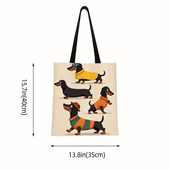 “Dachshunds in Sweaters” Polyester Tote Shopping Bag (BRAND-NEW & SO CUTE!) - Picture 6 of 7